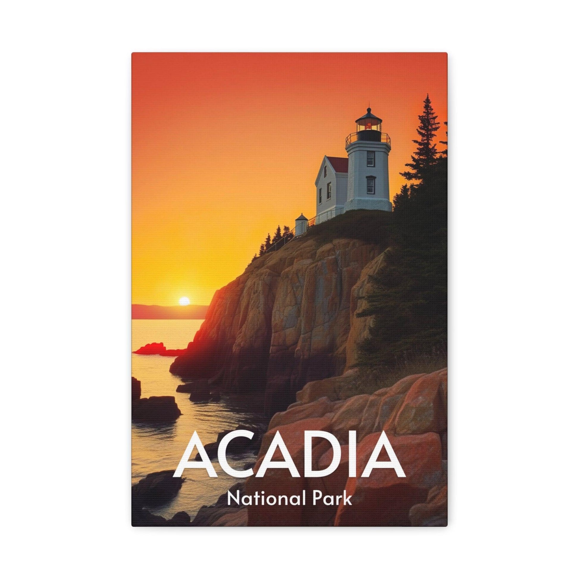 Acadia National Park Canvas, lighthouse at sunset