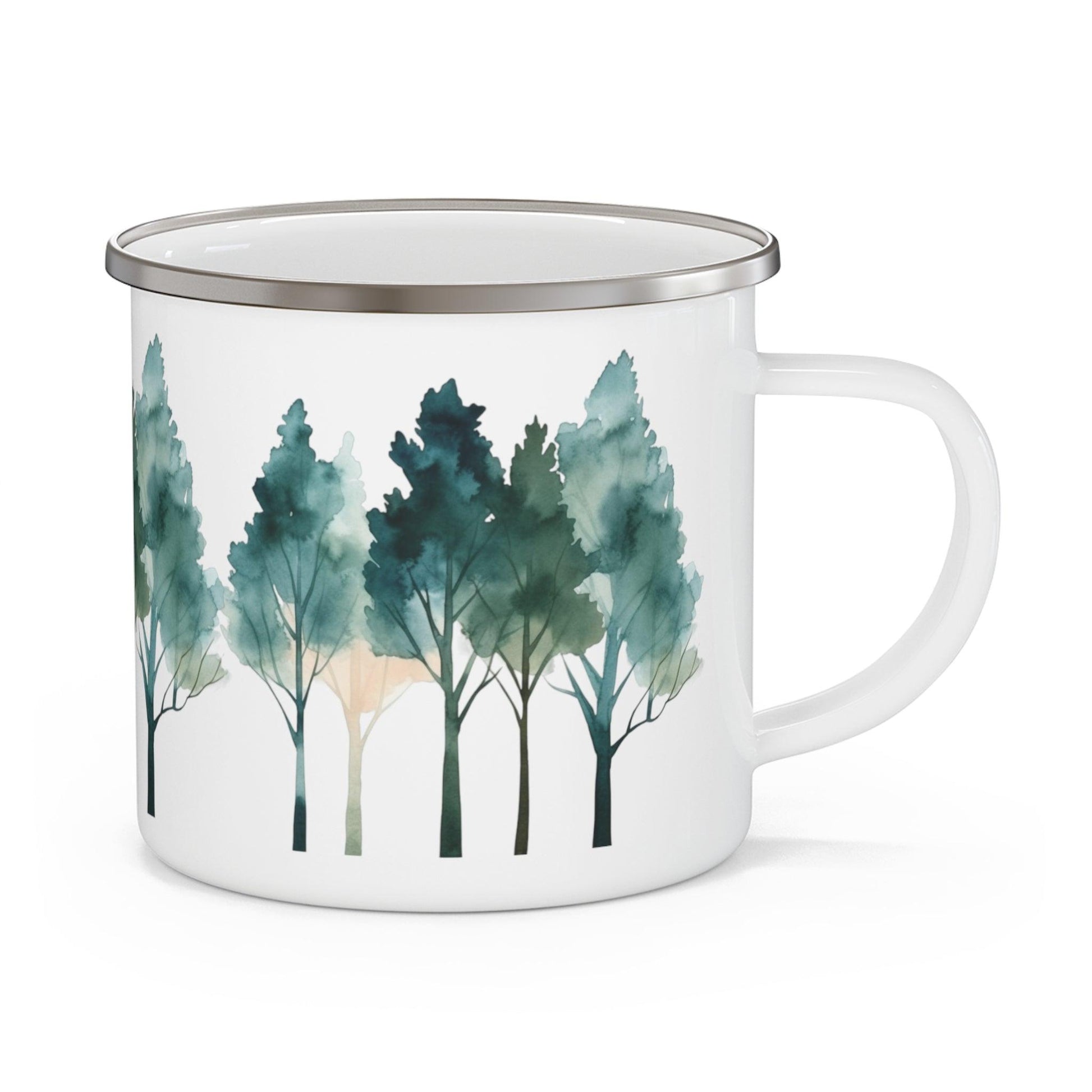 Watercolor trees Enamel Camping Mug - Wander Trails