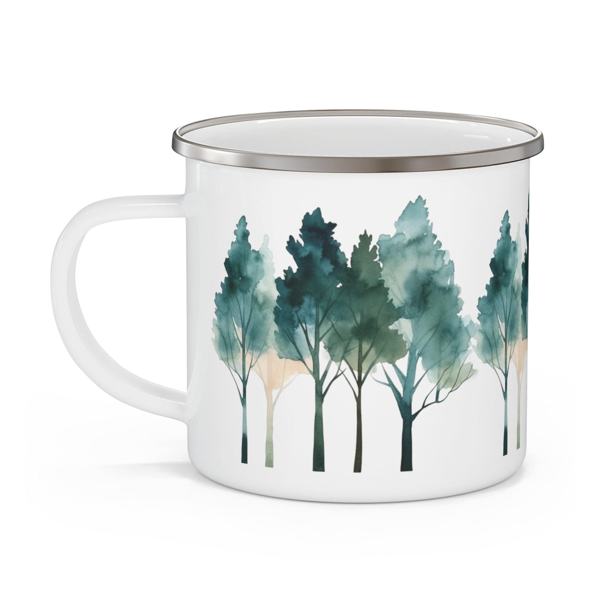 Watercolor trees Enamel Camping Mug - Wander Trails