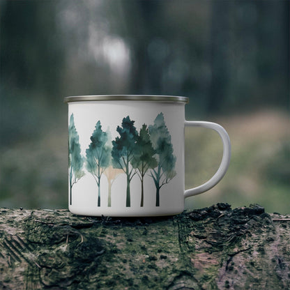 Watercolor trees Enamel Camping Mug - Wander Trails