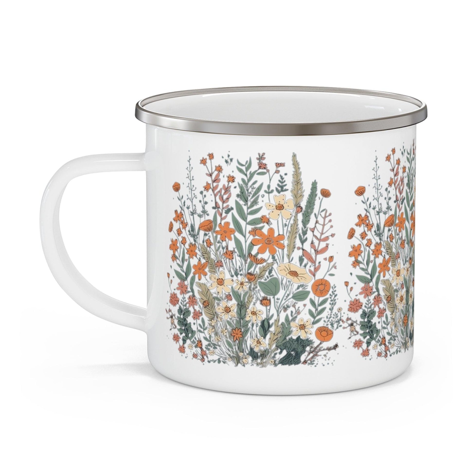 Retro Wildflowers Enamel Camping Mug - Wander Trails