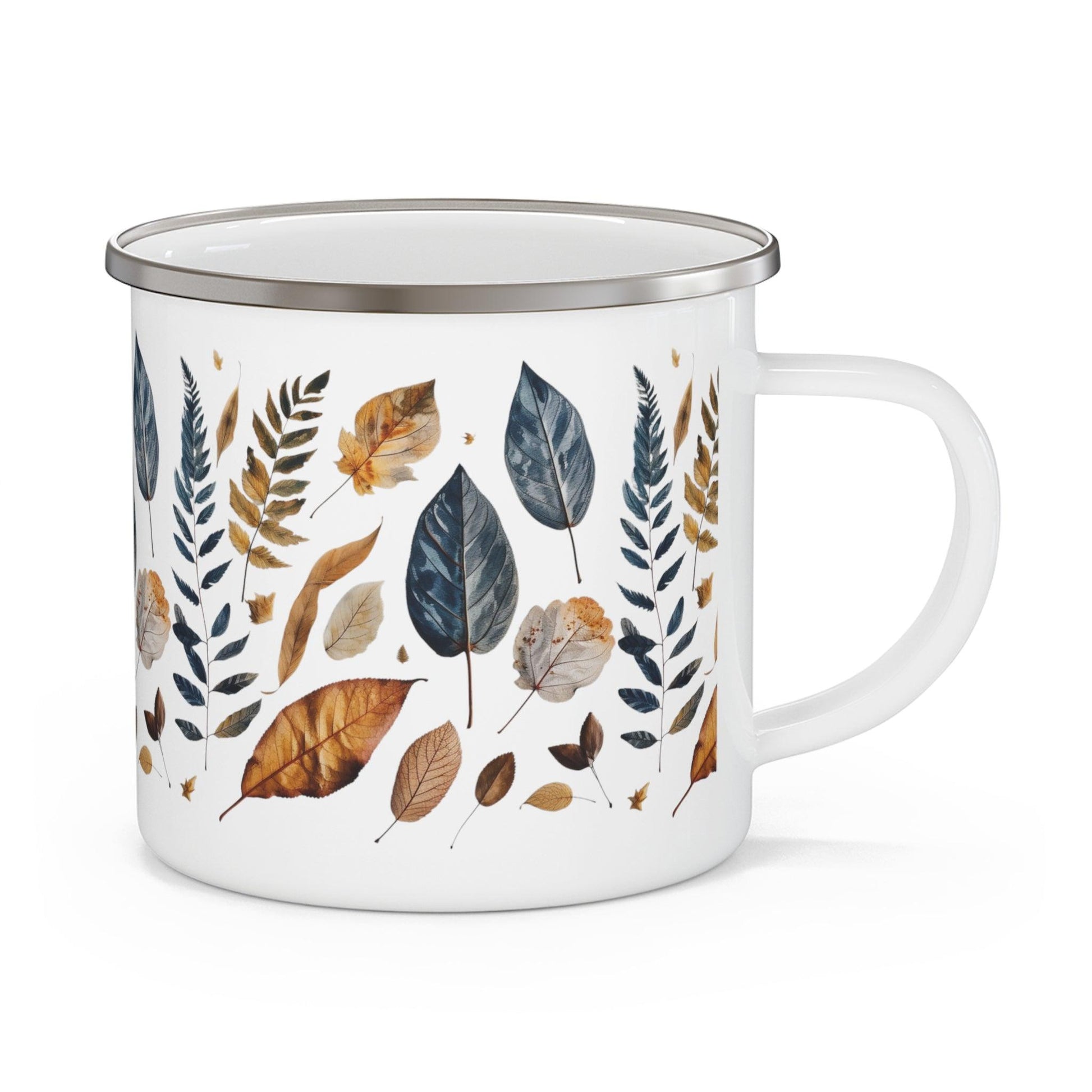 Pressed Fall Leaves Enamel Camping Mug - Wander Trails