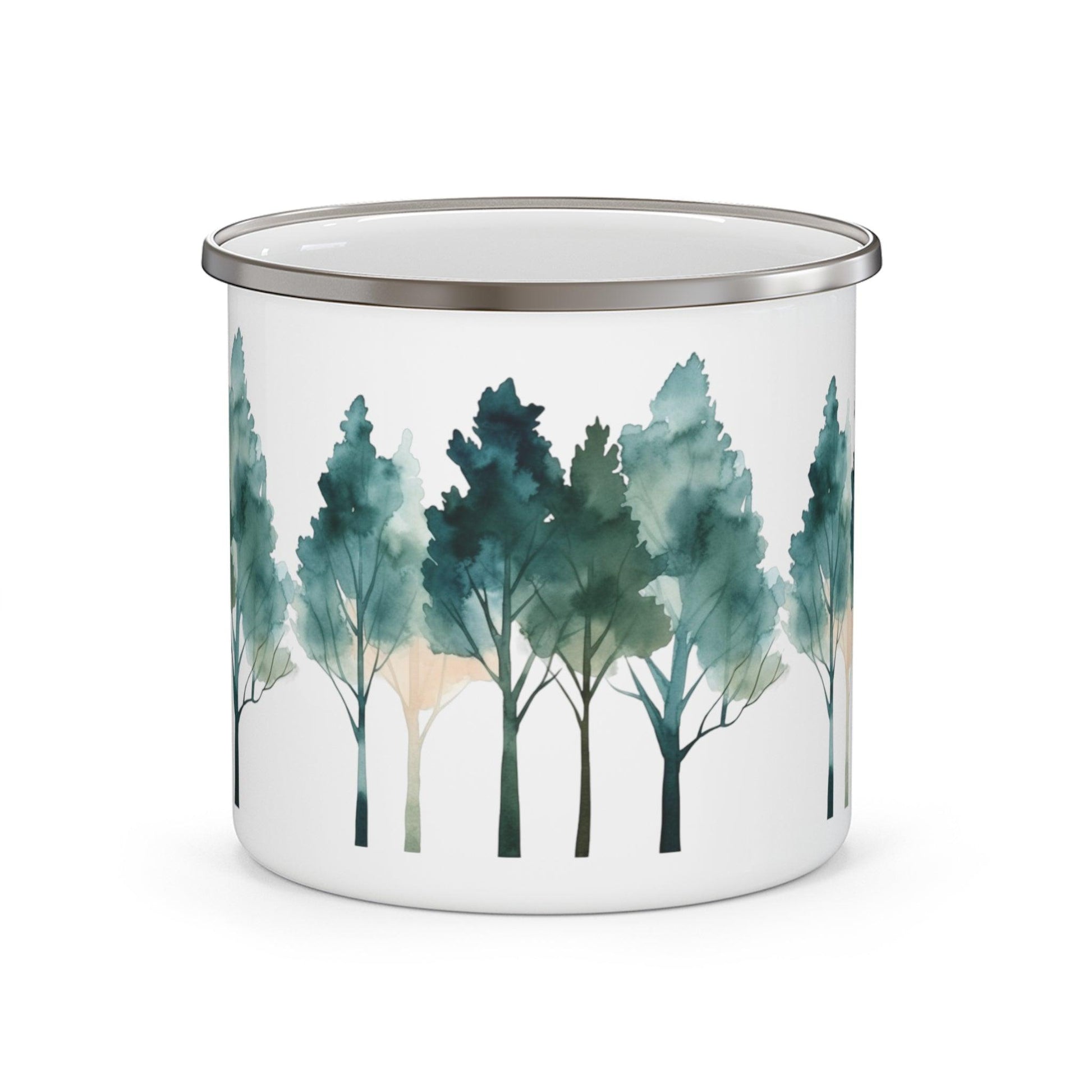 Watercolor trees Enamel Camping Mug - Wander Trails