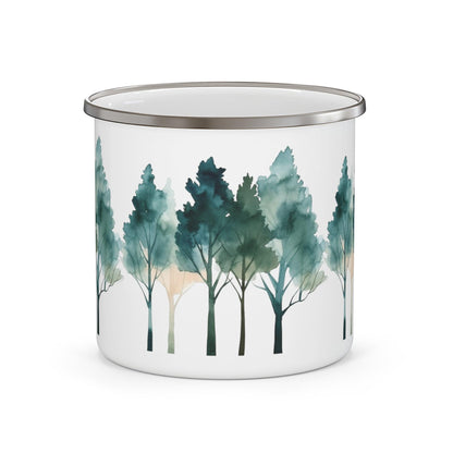 Watercolor trees Enamel Camping Mug - Wander Trails