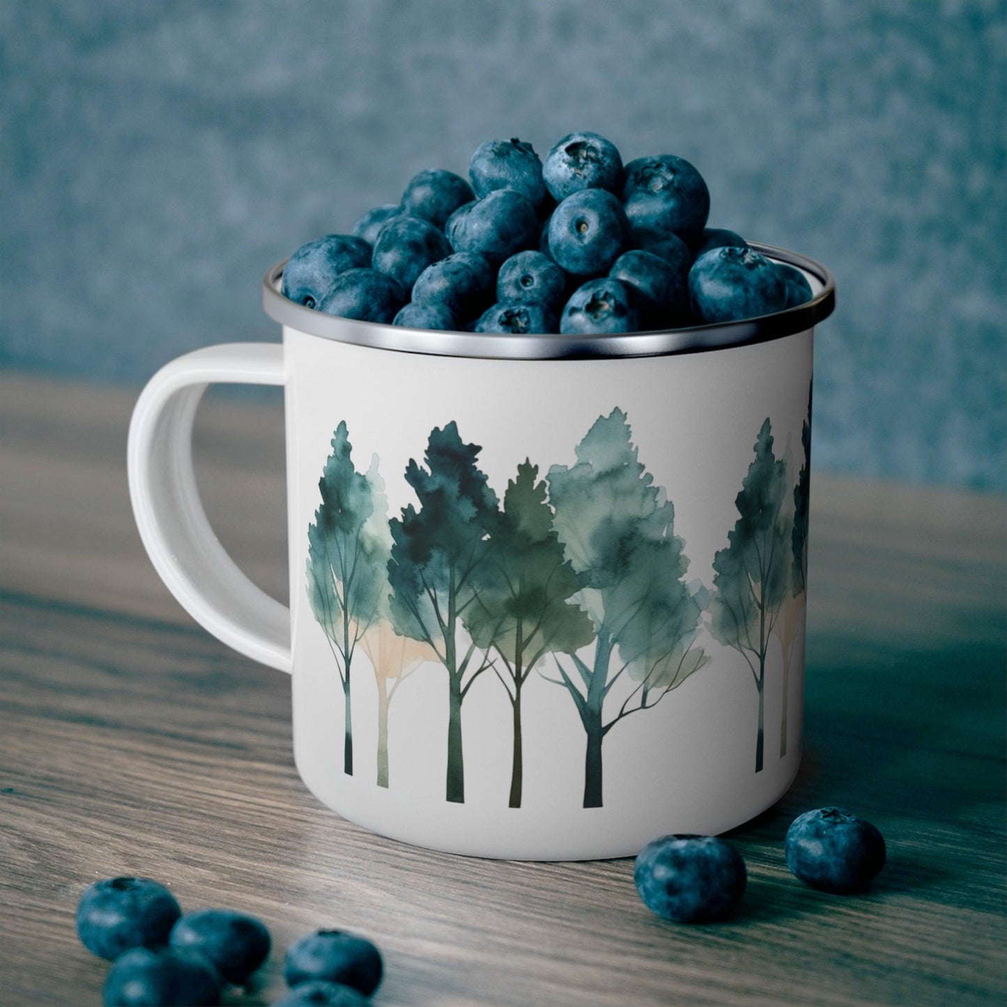 Watercolor trees Enamel Camping Mug - Wander Trails