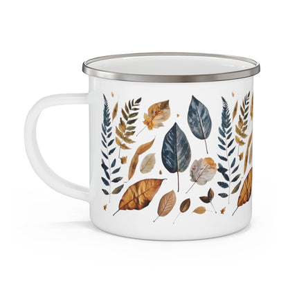 Pressed Fall Leaves Enamel Camping Mug - Wander Trails