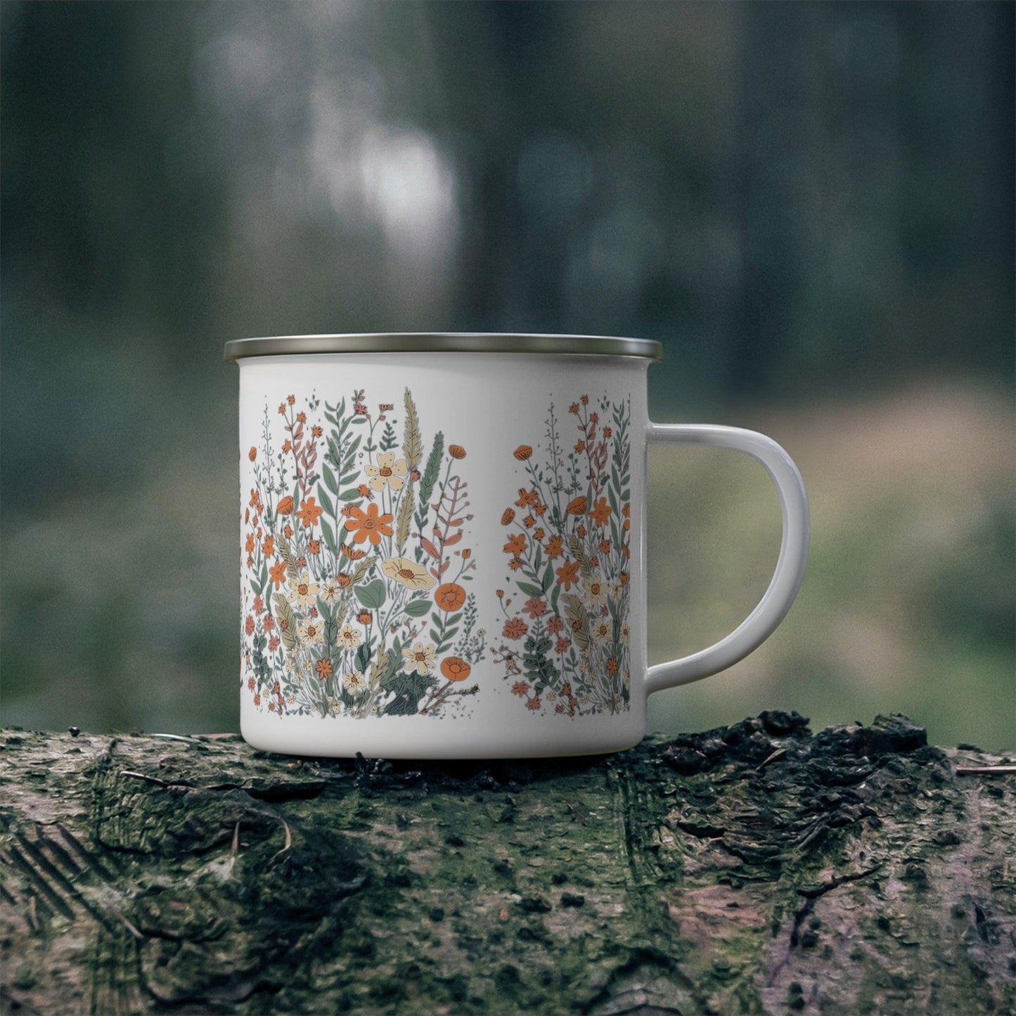 Retro Wildflowers Enamel Camping Mug - Wander Trails