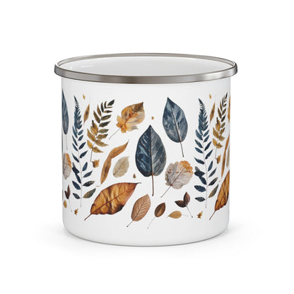 Pressed Fall Leaves Enamel Camping Mug - Wander Trails