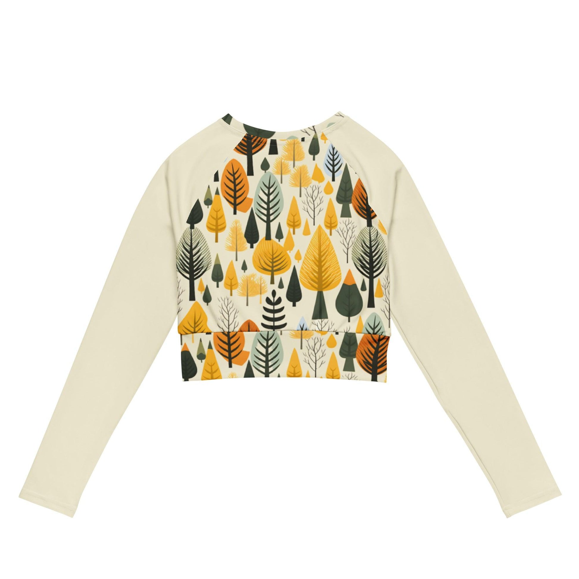 Autumn Trees Recycled long-sleeve crop top - Wander Trails