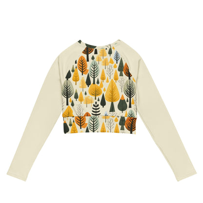 Autumn Trees Recycled long-sleeve crop top - Wander Trails