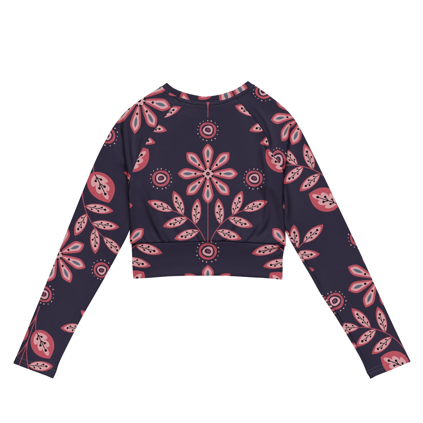 Pink Floral Long Sleeve Crop Top