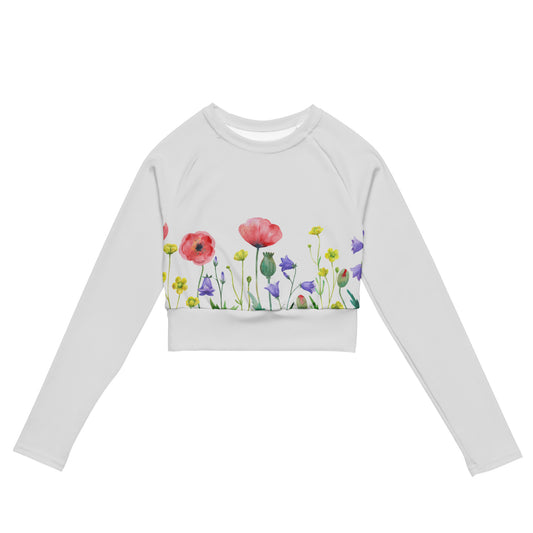 Blissful Blossoms Floral Long Sleeve Crop Top - Wander Trails