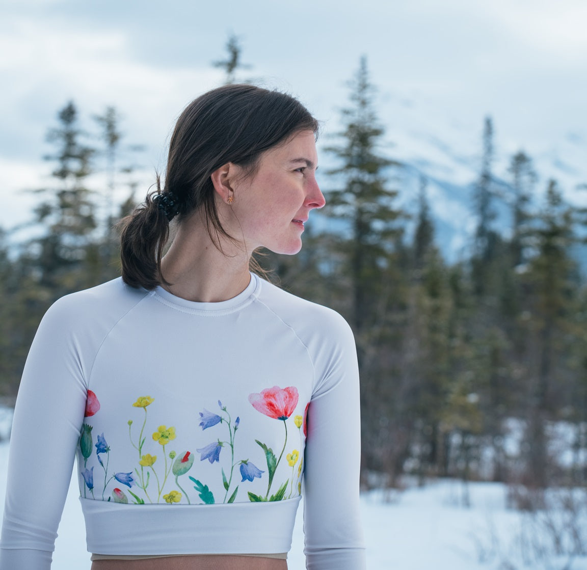 Blissful Blossoms Floral Long Sleeve Crop Top - Wander Trails