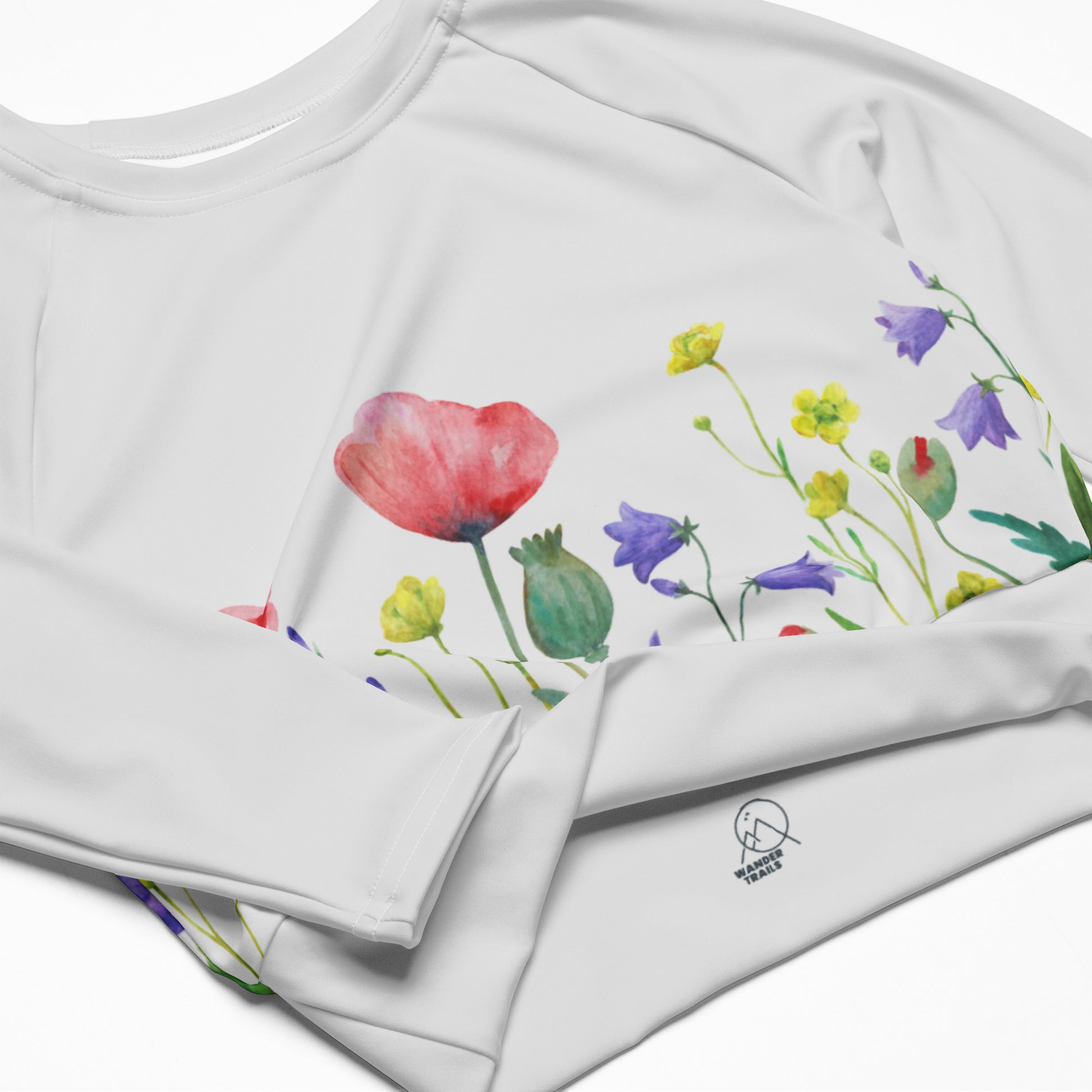 Blissful Blossoms Floral Long Sleeve Crop Top - Wander Trails