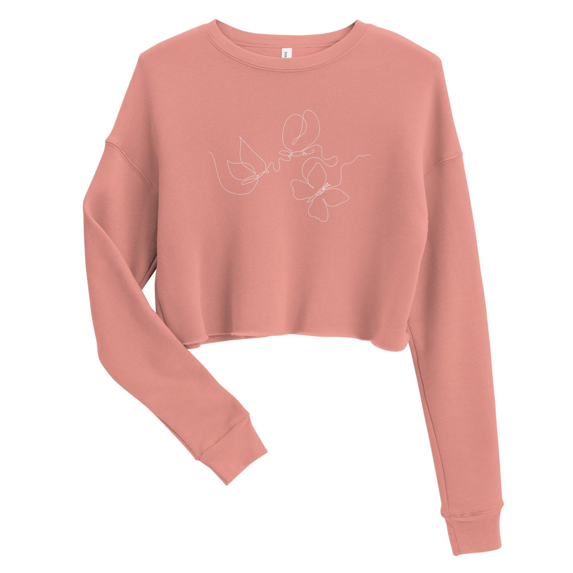 Butterfly Flow Cropped Fleece Sweatshirt - Wander Trails