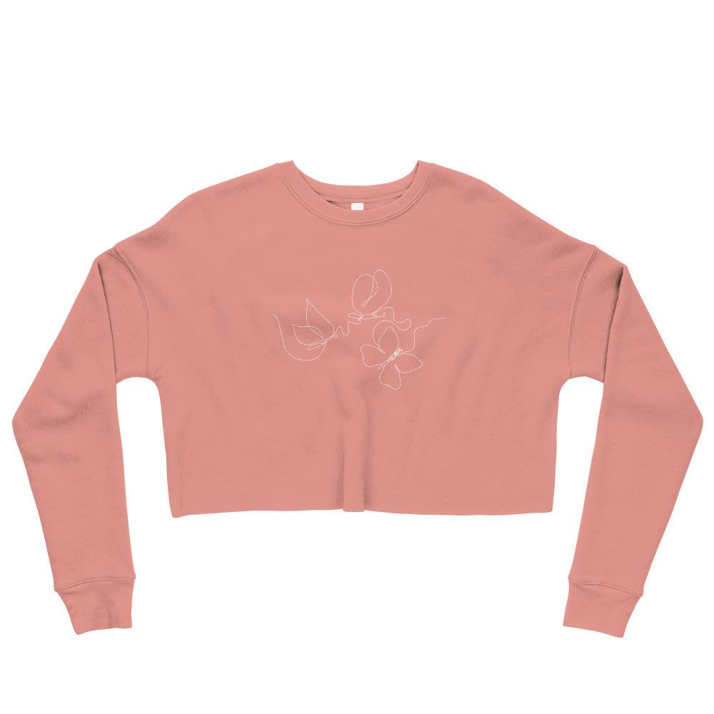 Butterfly Flow Cropped Fleece Sweatshirt - Wander Trails