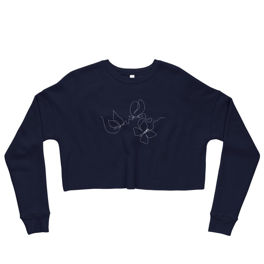 Butterfly Flow Cropped Fleece Sweatshirt - Wander Trails