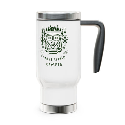 Cutest Little Camper Stainless Steel Travel Mug with Handle, 14oz - Wander Trails