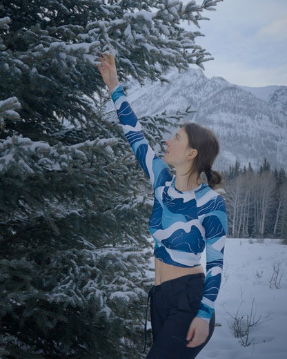 Glacier Flow Long Sleeve Crop Top - Wander Trails