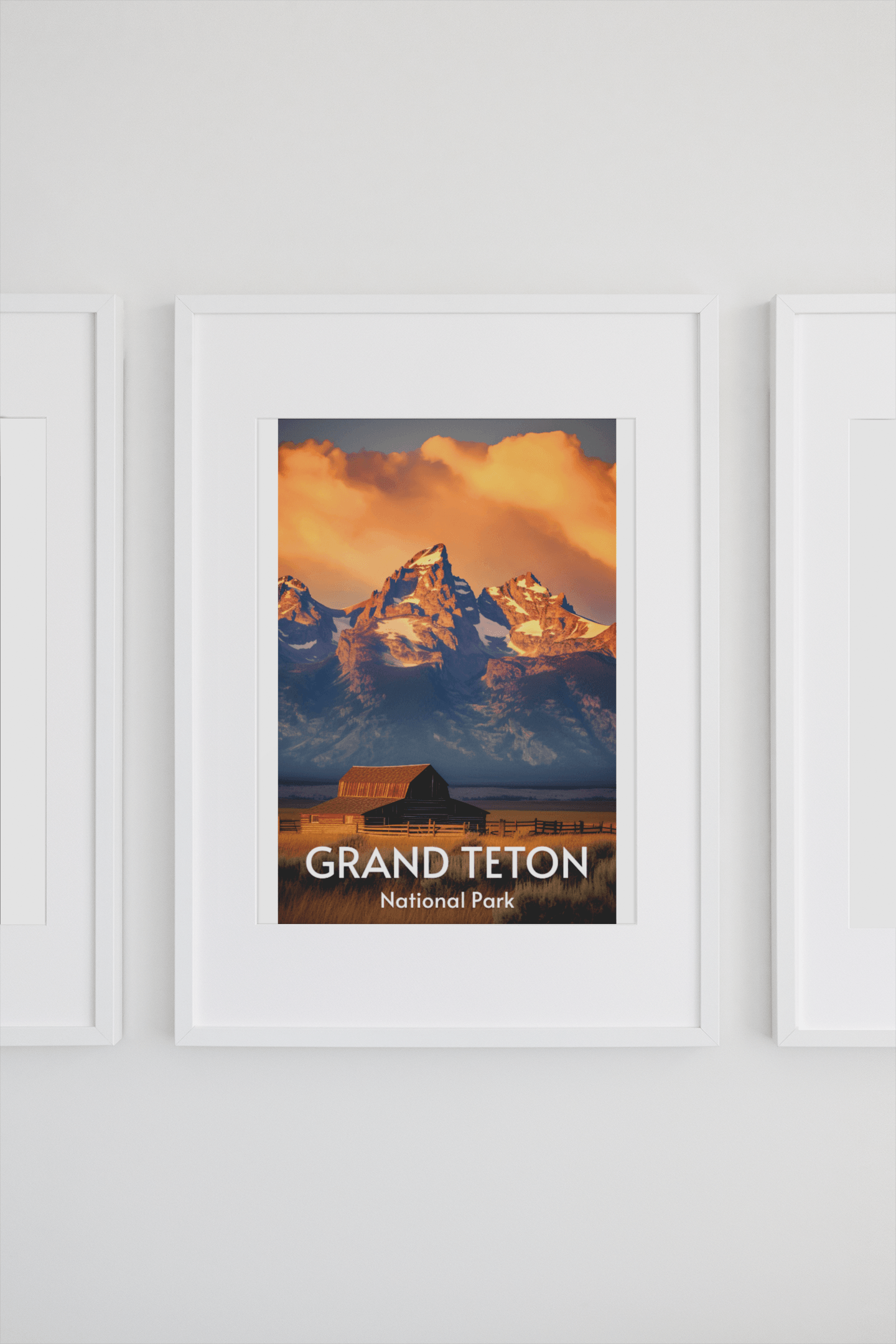 Grand Teton National Park Poster, Mormon row at sunset, Teton range in the background