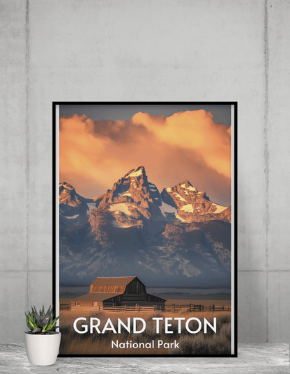 Grand Teton National Park Poster, Mormon row at sunset, Teton range in the background