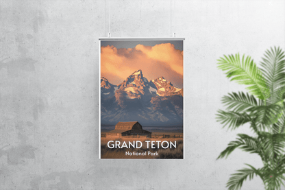 Grand Teton National Park Poster, Mormon row at sunset, Teton range in the background