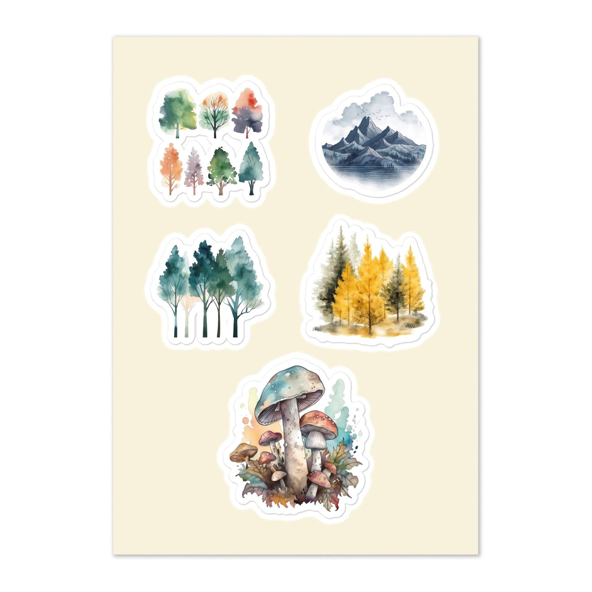 Watercolor Nature Sticker sheet - Wander Trails