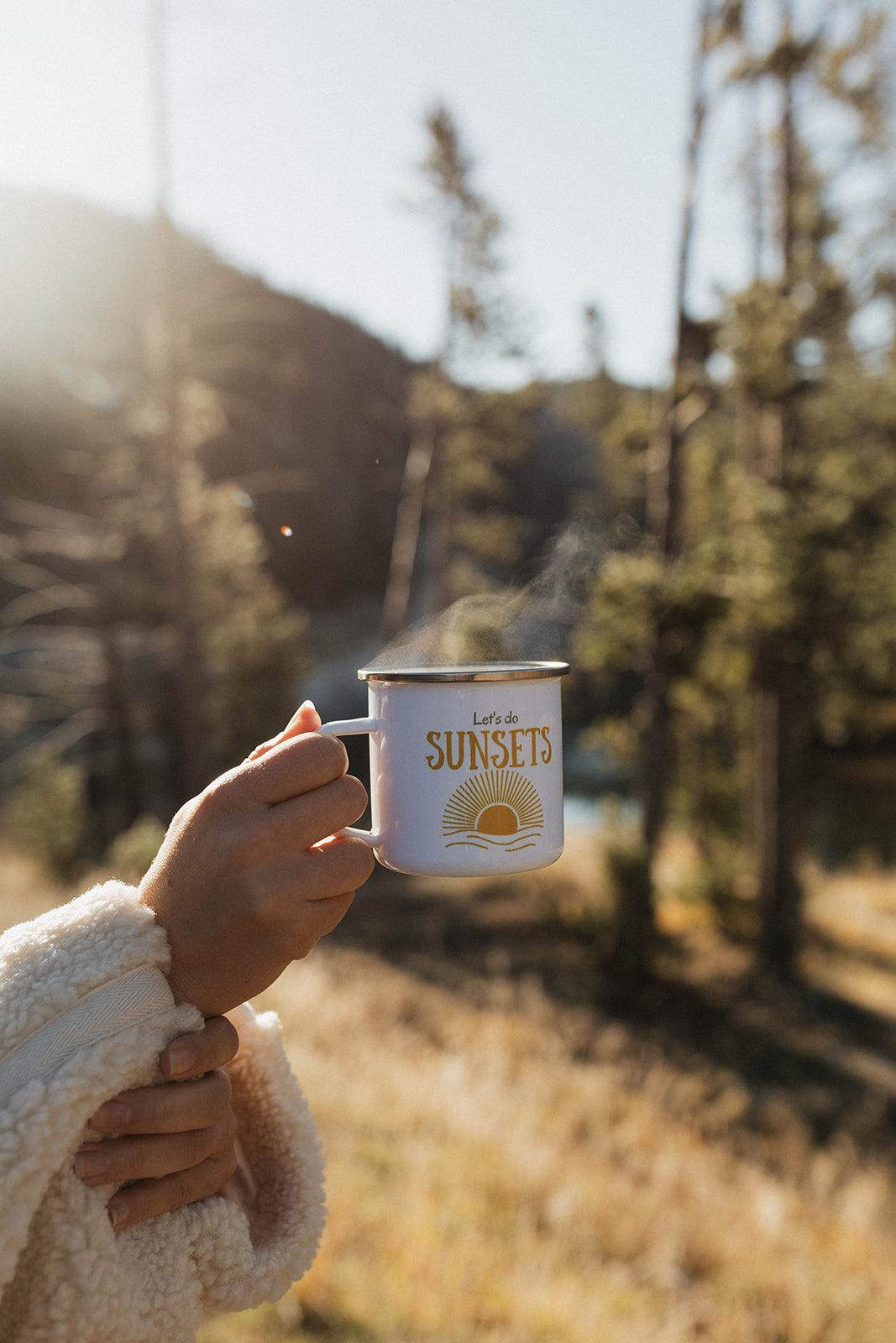 Let's do Sunsets Enamel Camping Mug - Wander Trails