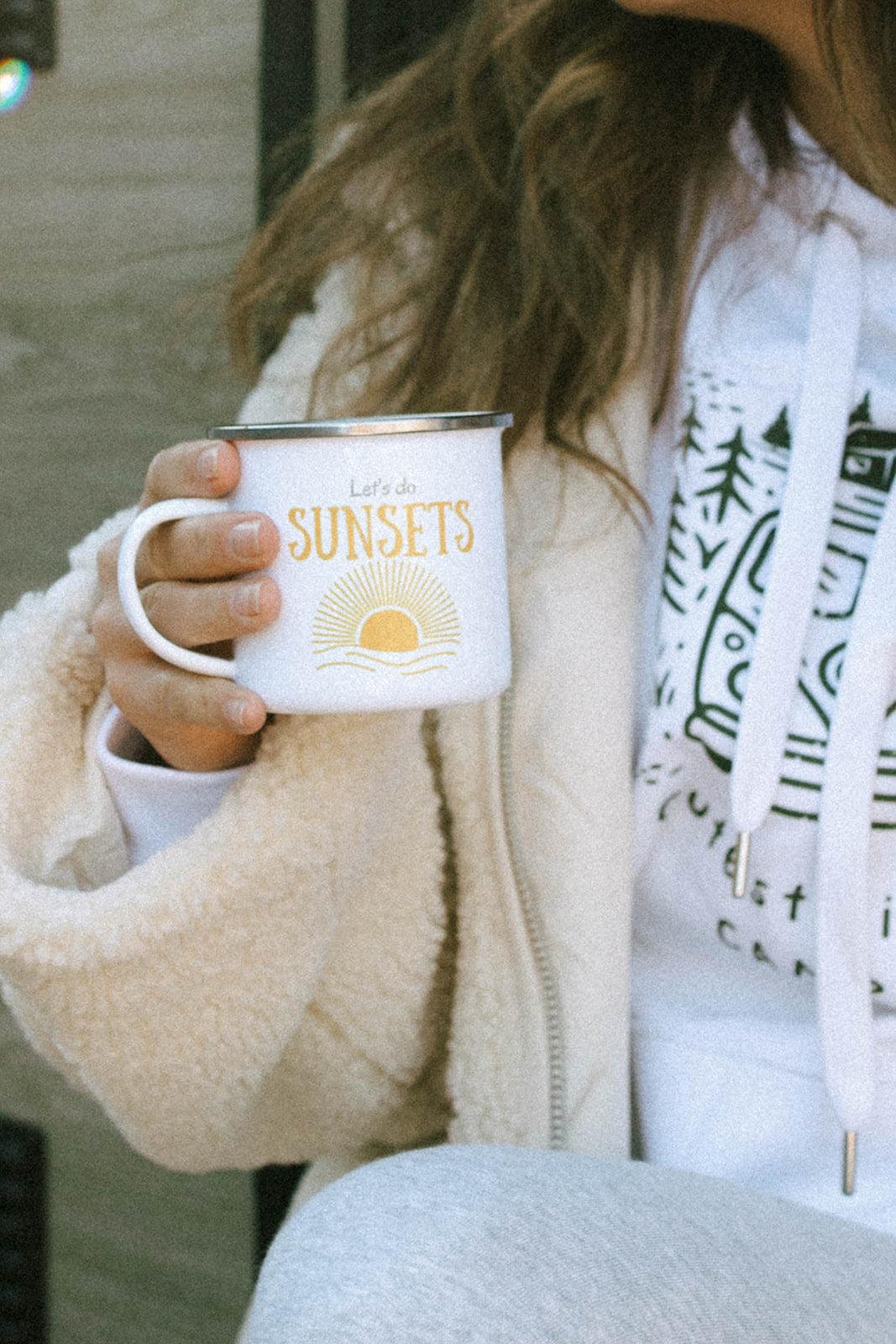 Let's do Sunsets Enamel Camping Mug - Wander Trails