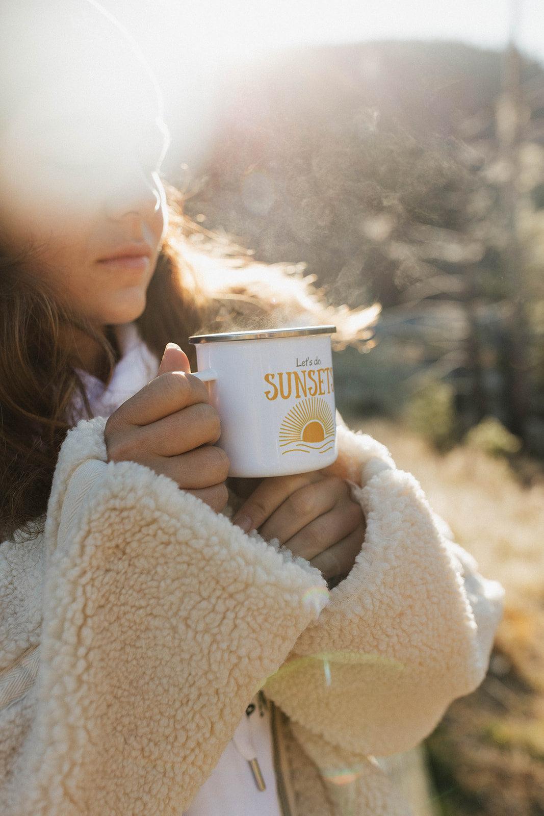 Let's do Sunsets Enamel Camping Mug - Wander Trails