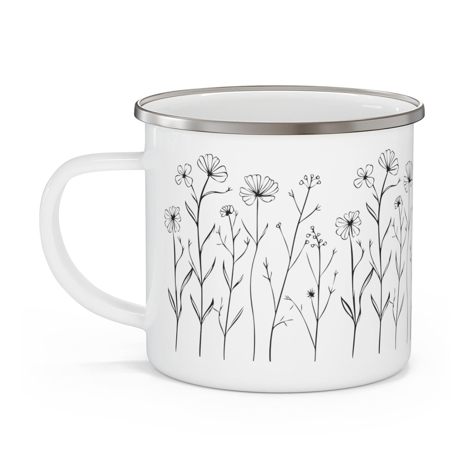 Minimalist Flowers Enamel Camping Mug - Wander Trails