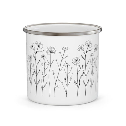 Minimalist Flowers Enamel Camping Mug - Wander Trails