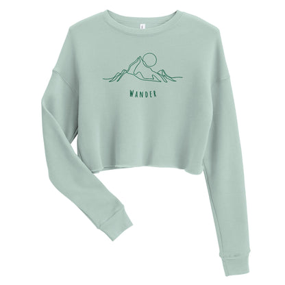 Mountain Wanderer Cropped Sweatshirt - Dusty Blue - Wander Trails