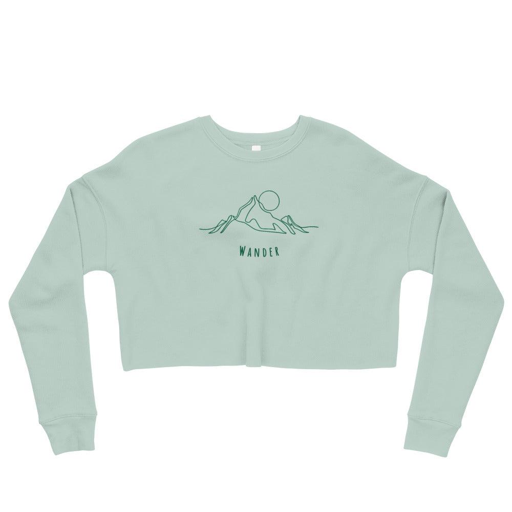 Mountain Wanderer Cropped Sweatshirt - Dusty Blue - Wander Trails