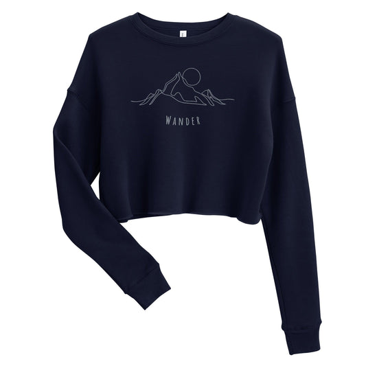 Mountain Wanderer Cropped Sweatshirt - Navy - Wander Trails