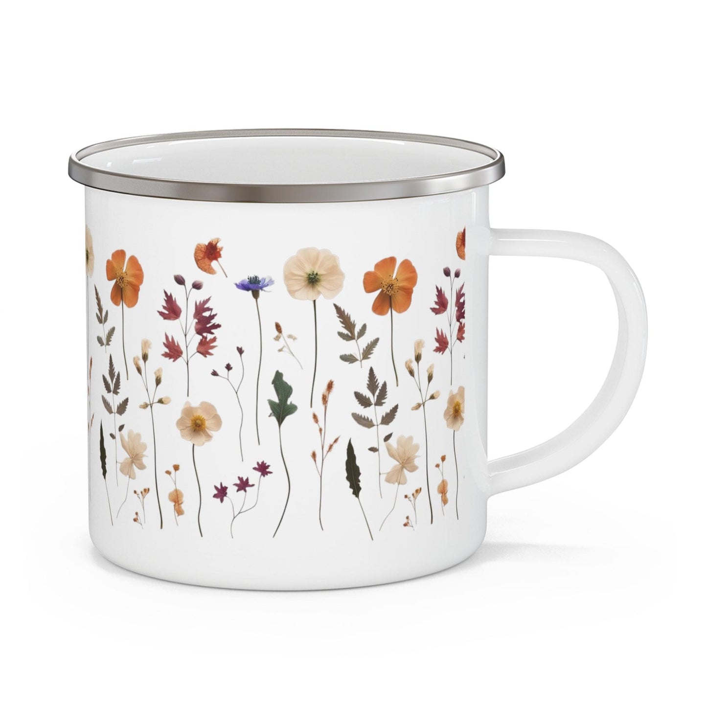 Pressed Wildflowers Enamel Camping Mug - Wander Trails