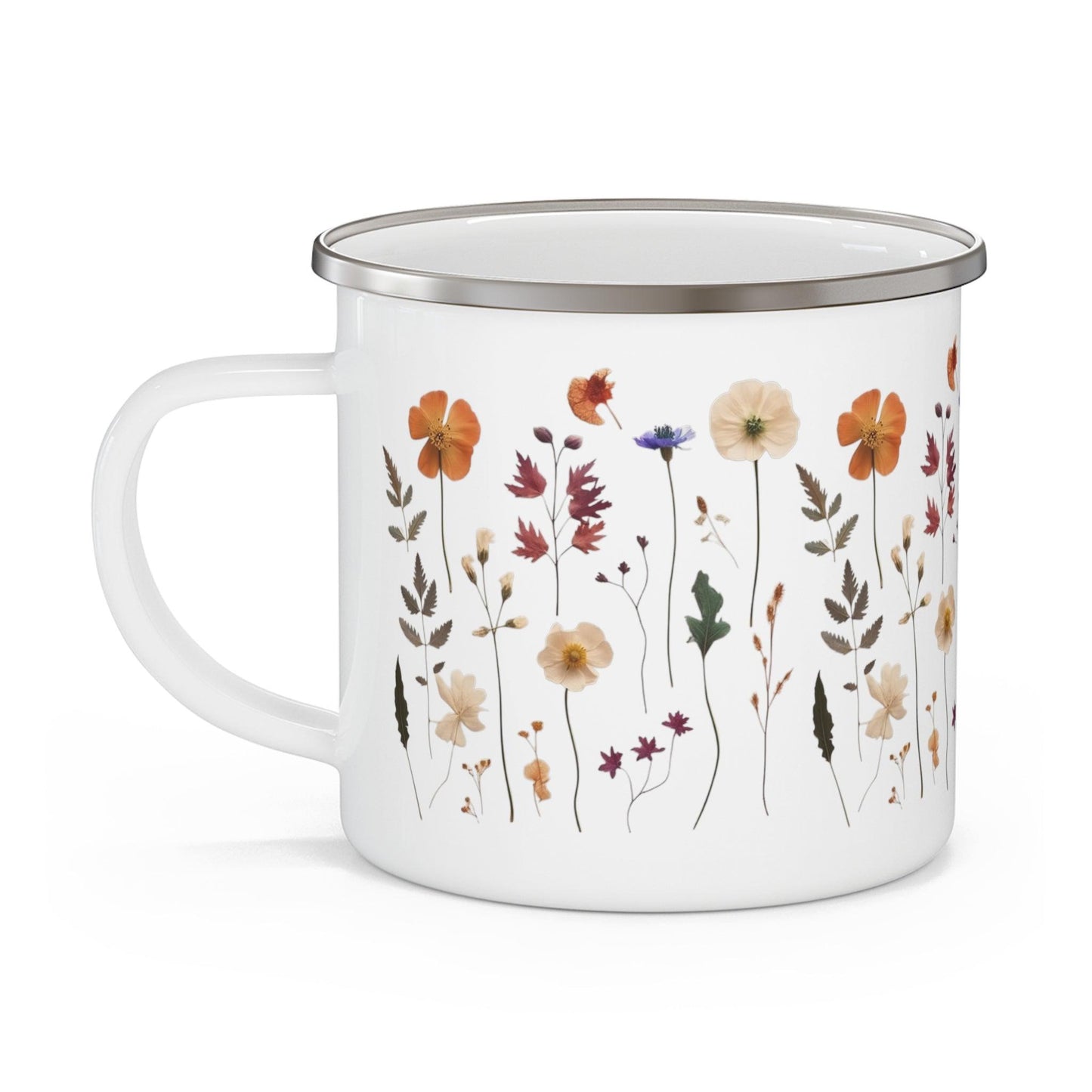 Pressed Wildflowers Enamel Camping Mug - Wander Trails