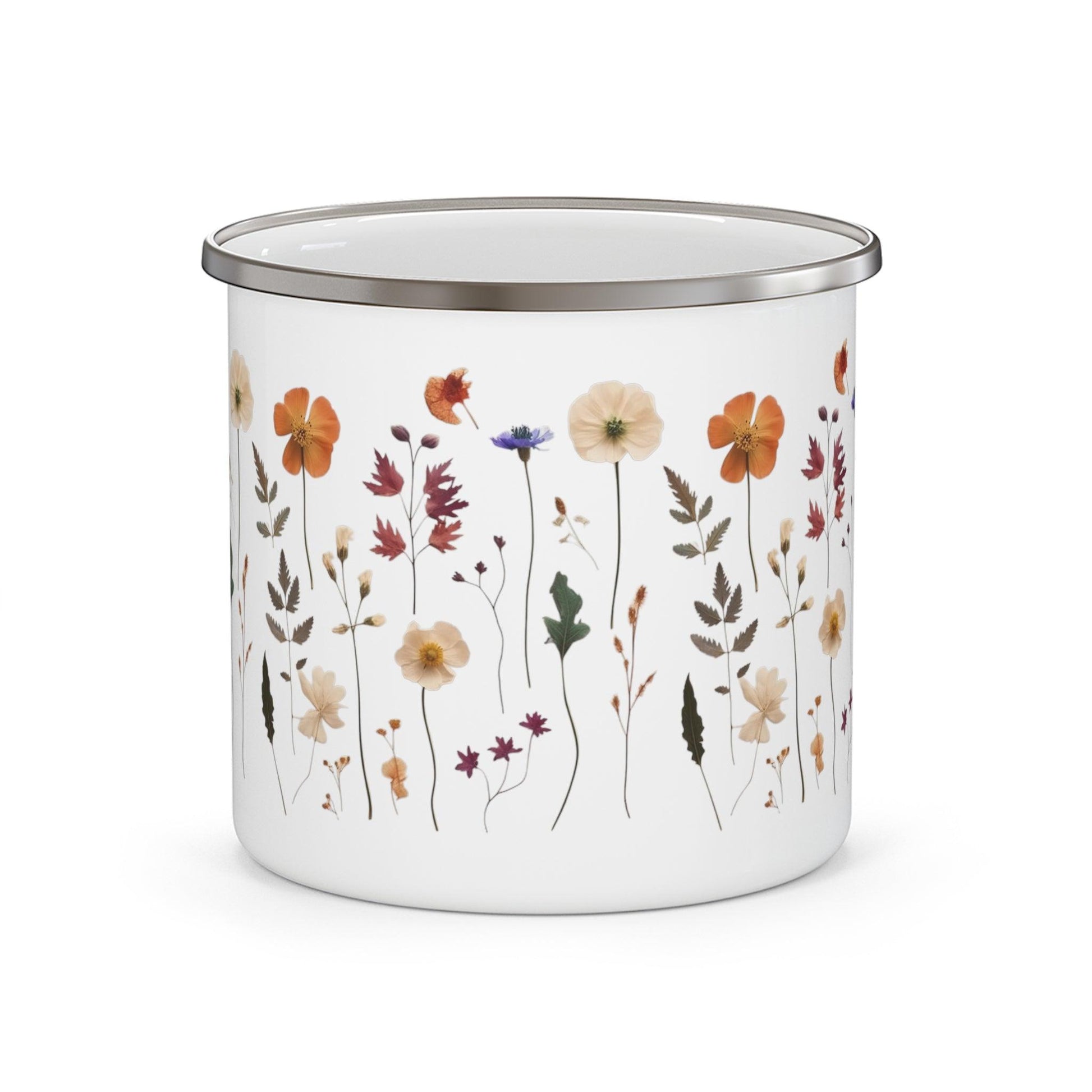 Pressed Wildflowers Enamel Camping Mug - Wander Trails