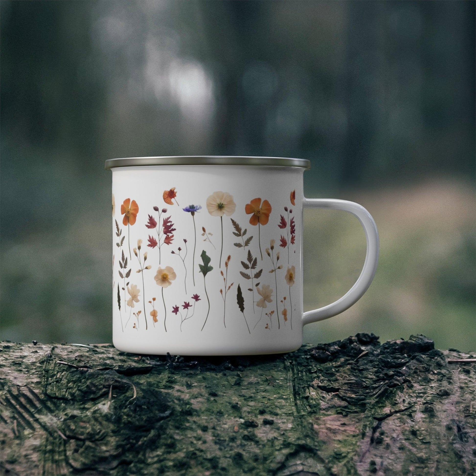 Pressed Wildflowers Enamel Camping Mug - Wander Trails