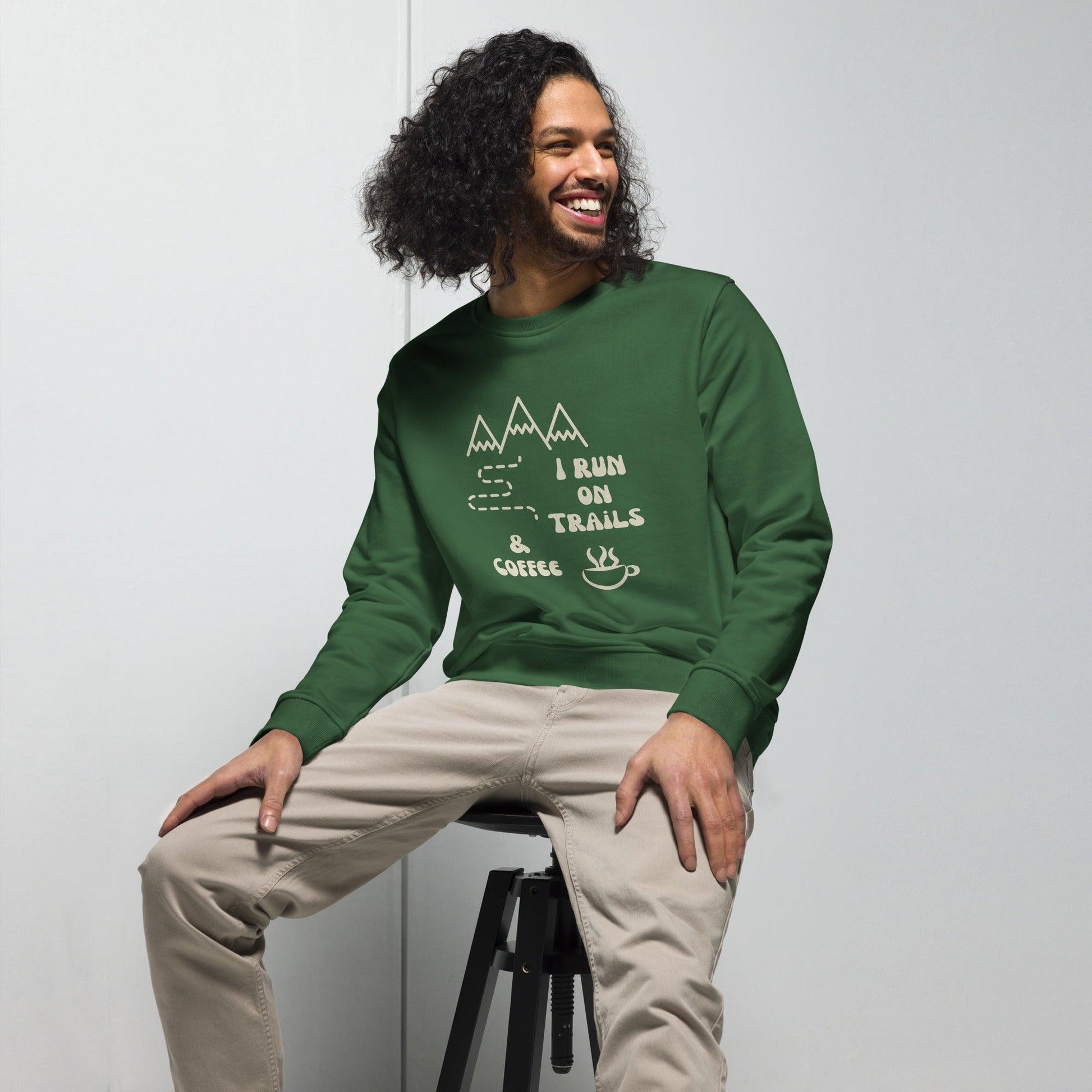 I Run on Trails & Coffee Unisex organic sweatshirt - Wander Trails