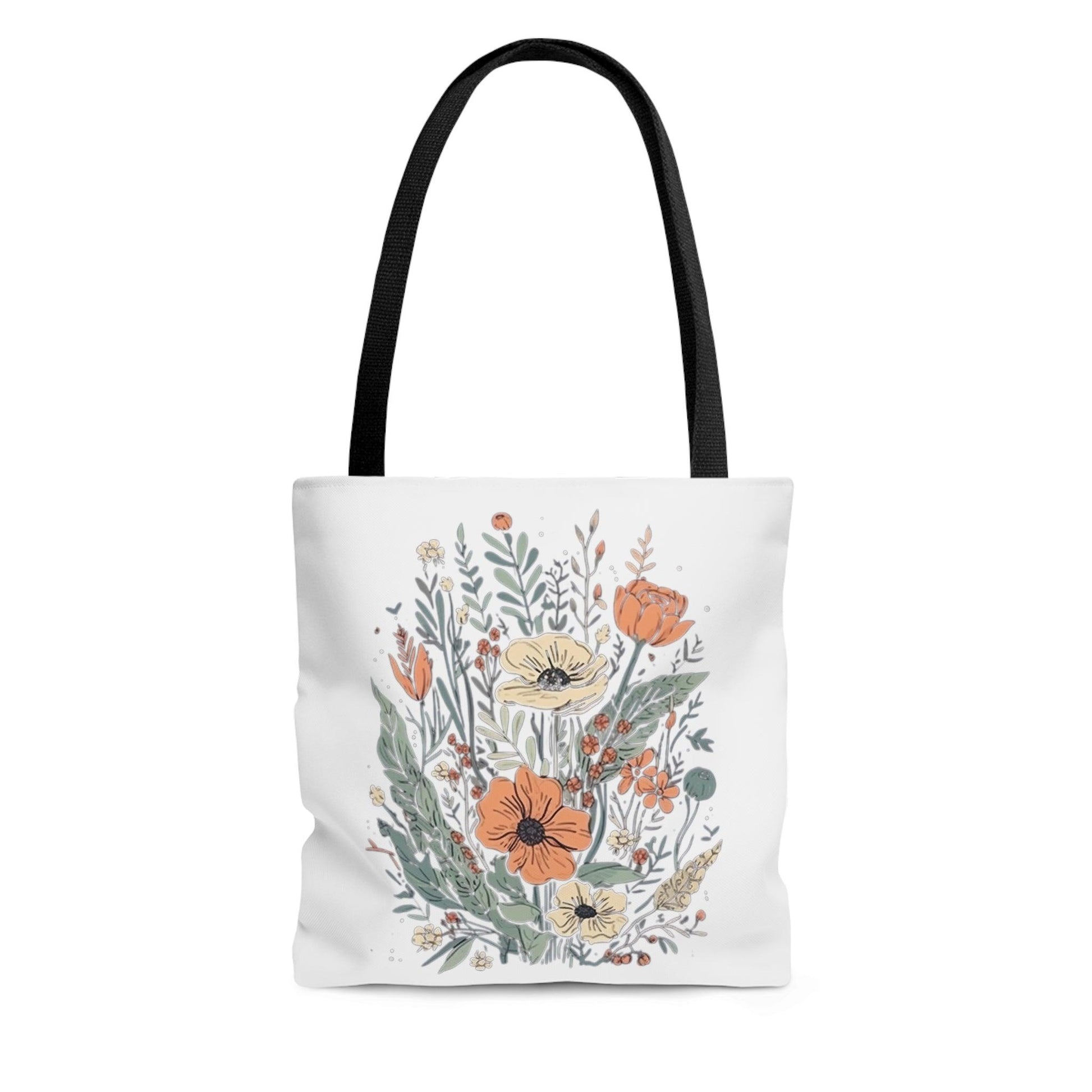 Wildflowers Retro Tote Bag - White - Wander Trails