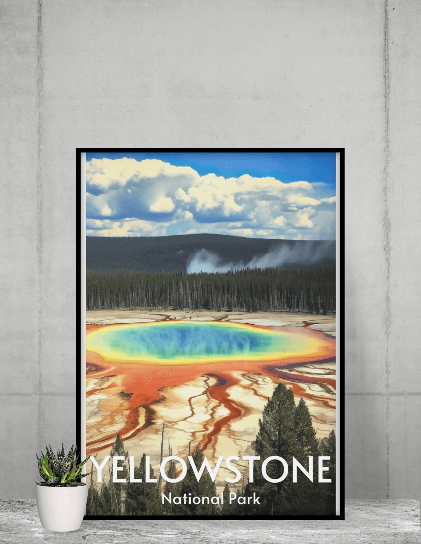 Yellowstone National Park Poster, Grand prismatic spring overlook